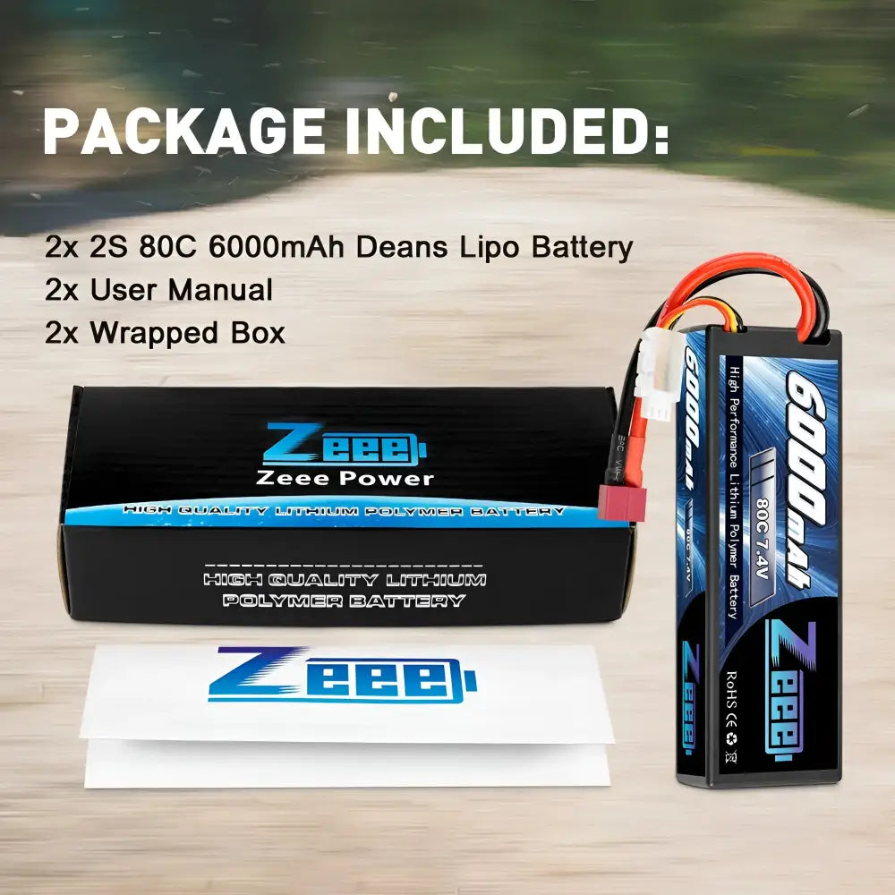 1/2units Zeee Lipo Battery 6000mah 2s 80c 7.4v With Deans