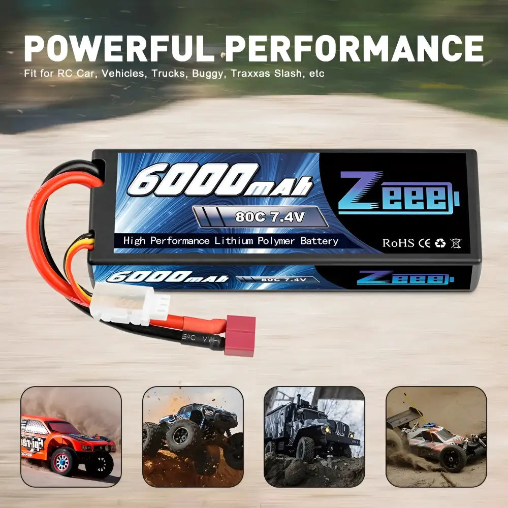 1/2units Zeee Lipo Battery 6000mah 2s 80c 7.4v With Deans