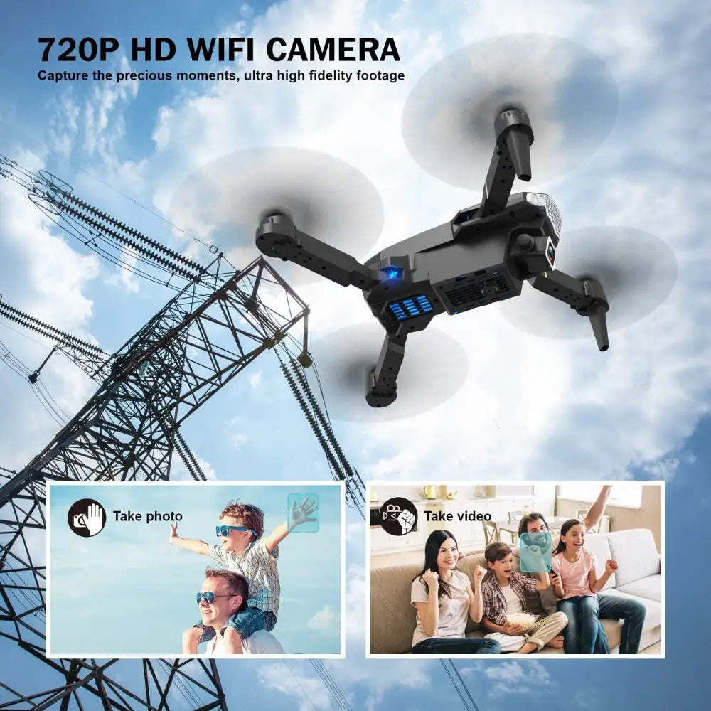 Drone x Pro Hd Selfie Camera Wifi Fpv 3 Batteries Foldable