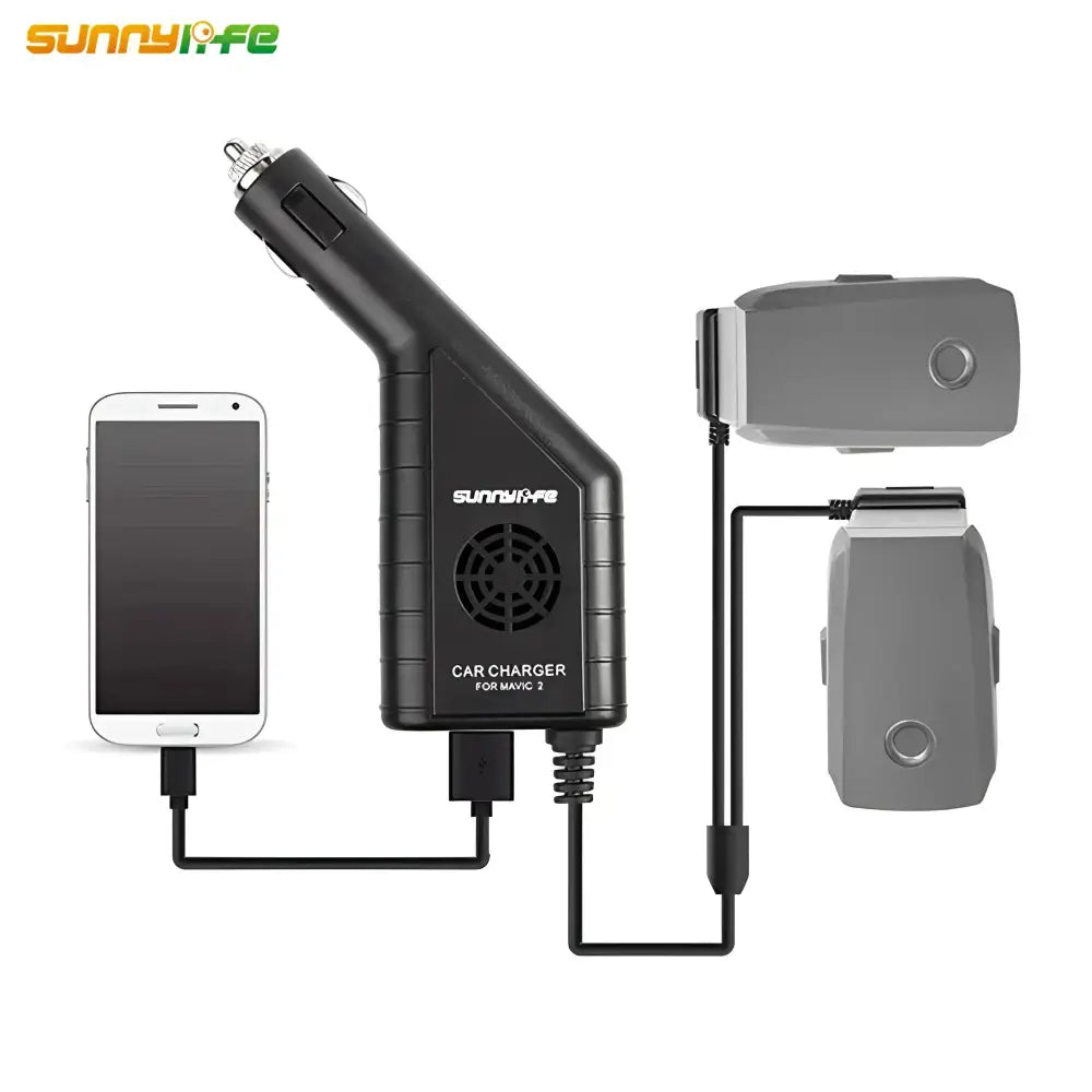 Mavic 2 Car charger 3-in-1 Dual Battery Charger With USB Car Charger Remote Charger for DJI MAVIC 2 PRO&ZOOM Drone Battery Charger.