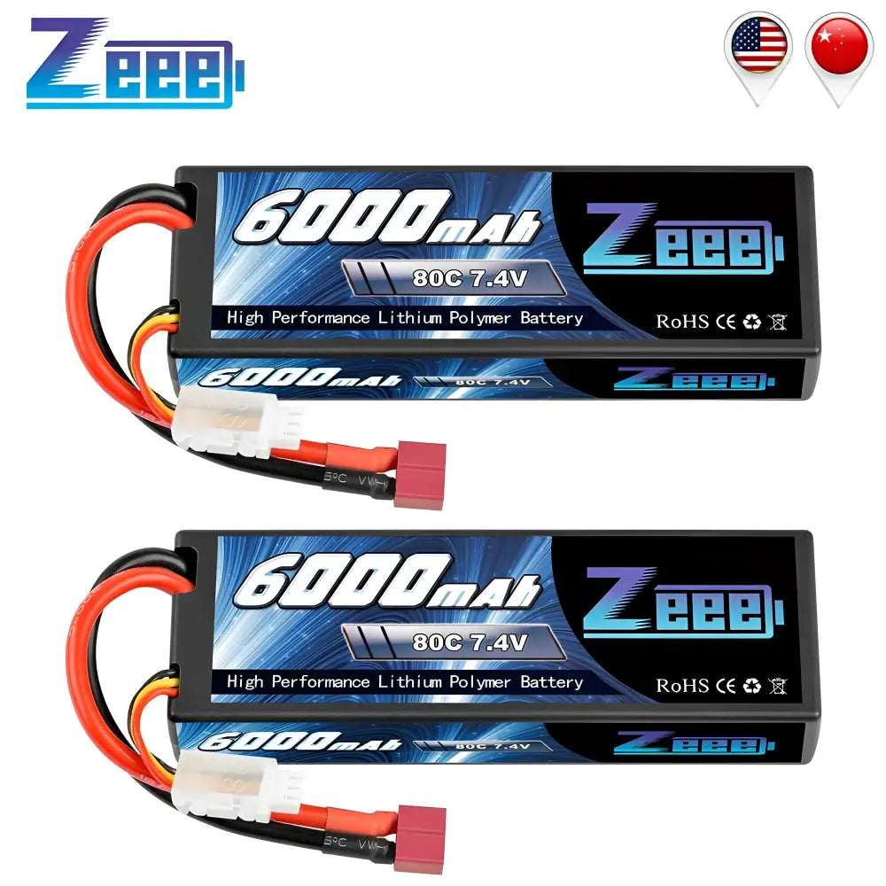 1/2units Zeee Lipo Battery 6000mah 2s 80c 7.4v with Deans