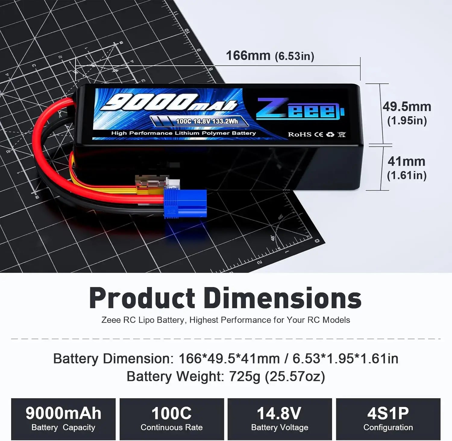 Zeee 4s Fpv Drone Battery 14.8v Lipo Battery 9000mah