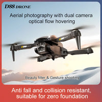 Black and brown d88 fixed-altitude stroboscopic drone with dual cameras and optical flow for aerial photography