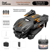 Black and orange foldable d88 fixed-altitude stroboscopic drone with dual camera and optical flow technology