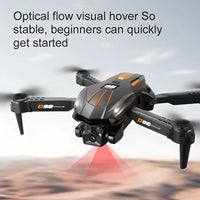 Black and orange foldable d88 fixed-altitude stroboscopic drone with optical flow and dual camera front-mounted design