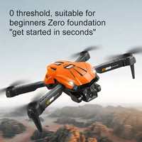 Orange and black foldable d88 fixed-altitude stroboscopic dual-camera drone with optical flow and m technology
