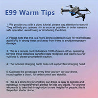 Black and blue foldable e99 drone with dual hd camera and led lights for aerial photography