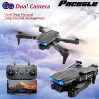 Black foldable e99 drone with blue led lights and dual hd camera for aerial photography and camera hd aerial use