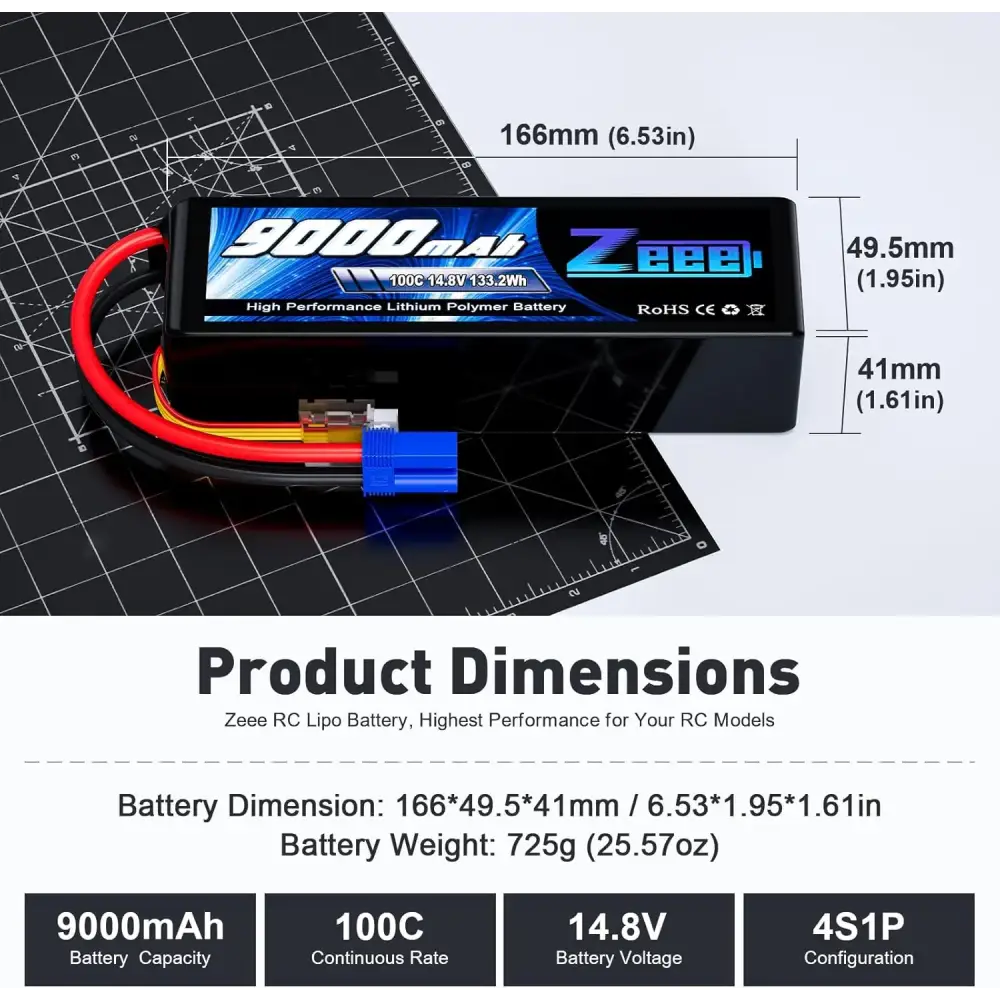 Zeee 4s Fpv Drone Battery 14.8v Lipo Battery 9000mah