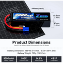 Black 9000mAh RC LiPo battery.