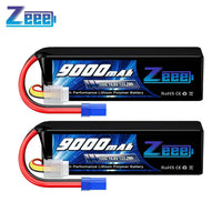 Two black Zeee 9000mAh batteries.