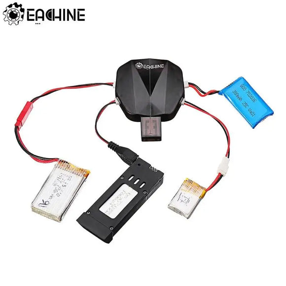 Eachine 4-in-1 1S 3.7V Lipo Battery Charger with 12 Charging Cable JST MX2.0 XH2.54 USB for E58 E010.