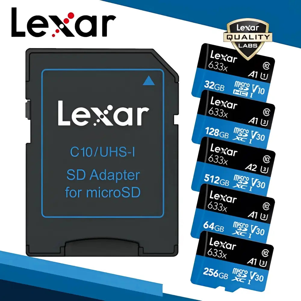 Lexar Original 633x Micro SD Card  512 16GB 32GB 64GB 128GB SDHC SDXC High Speed Up to Max 95M/s Flash Micro SD For GOPRO Drone.