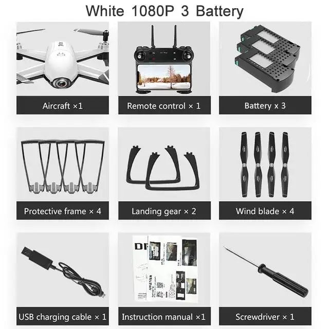 white 1080P 3battery / China