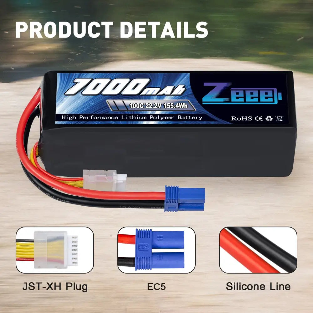 2units Zeee Lipo Battery 4s 6s 14.8v 22.2v 100c 7000mah